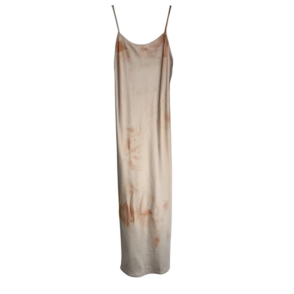 THAKOON Peach Watercolor Tie Dye Maxi Slip Dress Spaghetti Strap 4 Cocktail